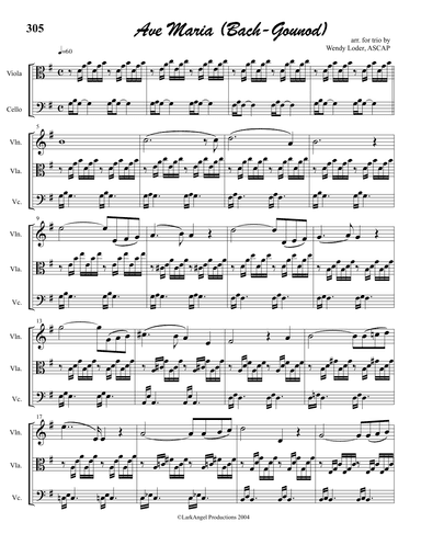 Ave Maria (Bach-Gounod) for String Trio (arr. Wendy Loder, ASCAP)