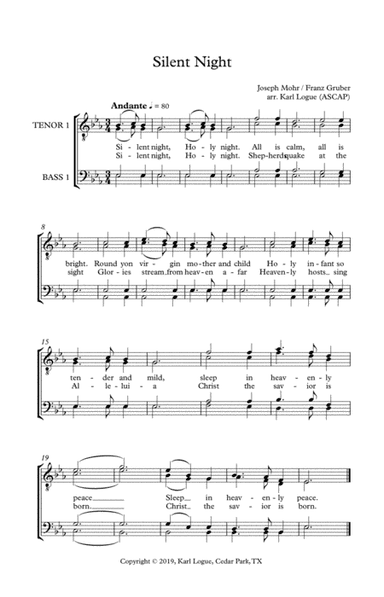 Silent Night (TTBB a capella) (arr. Karl Logue)
