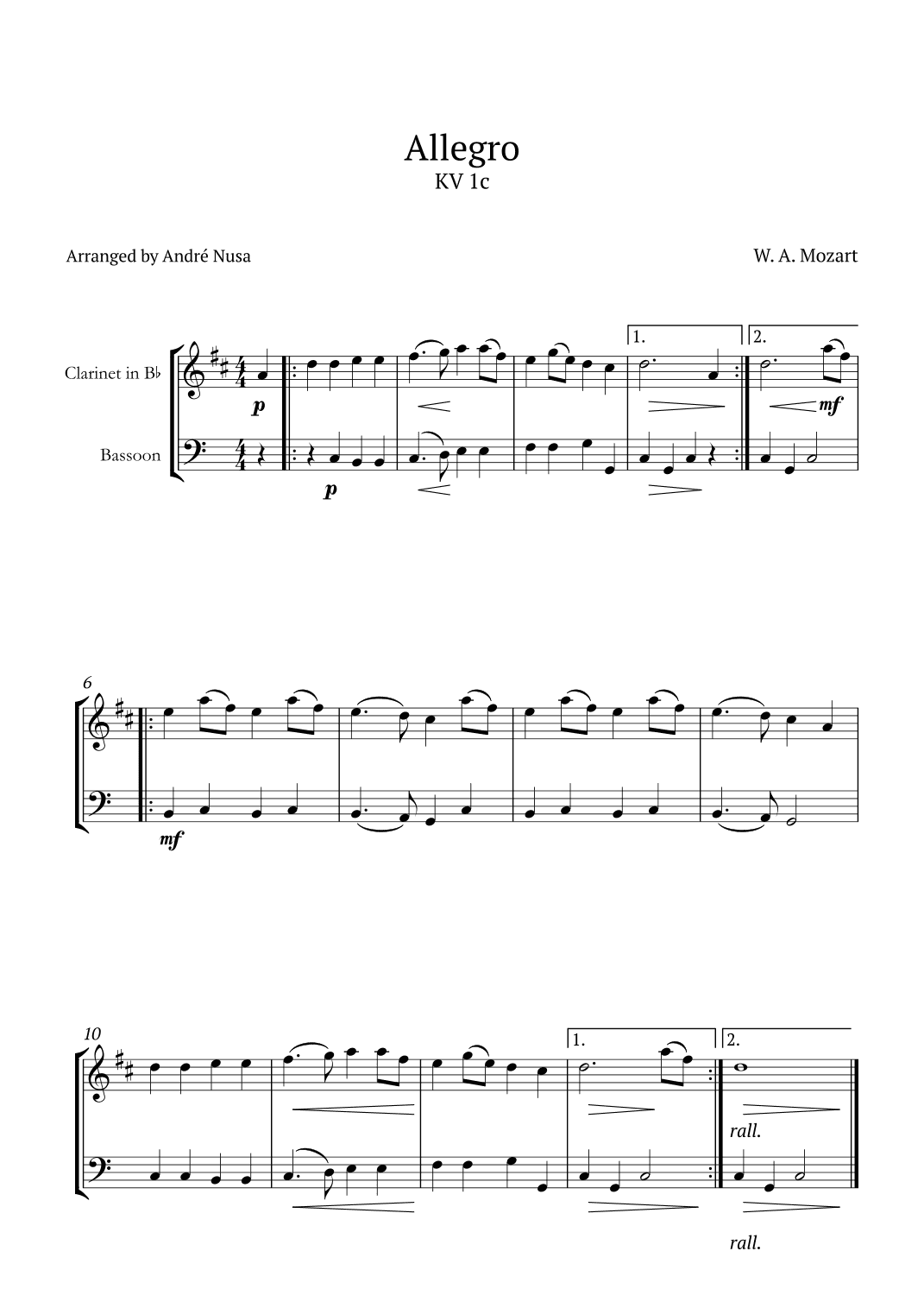 Allegro K1c (arr. André Nusa)