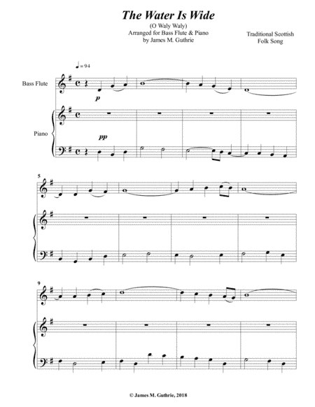 The Water is Wide for Bass Flute & Piano (arr. James M. Guthrie)