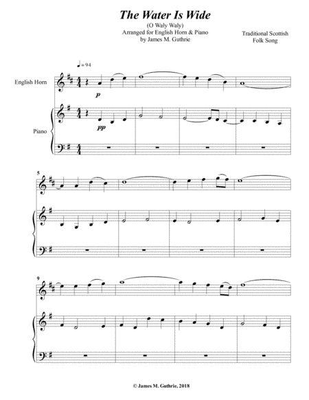 The Water is Wide for English Horn & Piano (arr. James M. Guthrie)