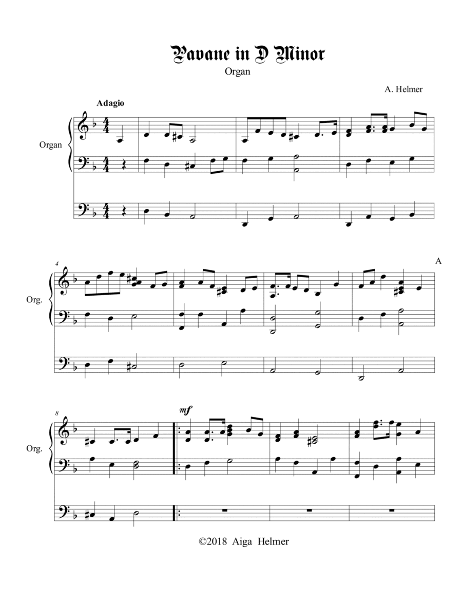 Pavane in D Minor f. Organ