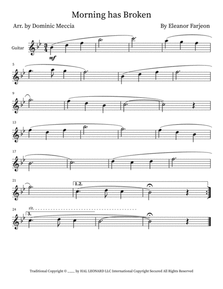 Morning Has Broken (arr. Dominic Meccia)