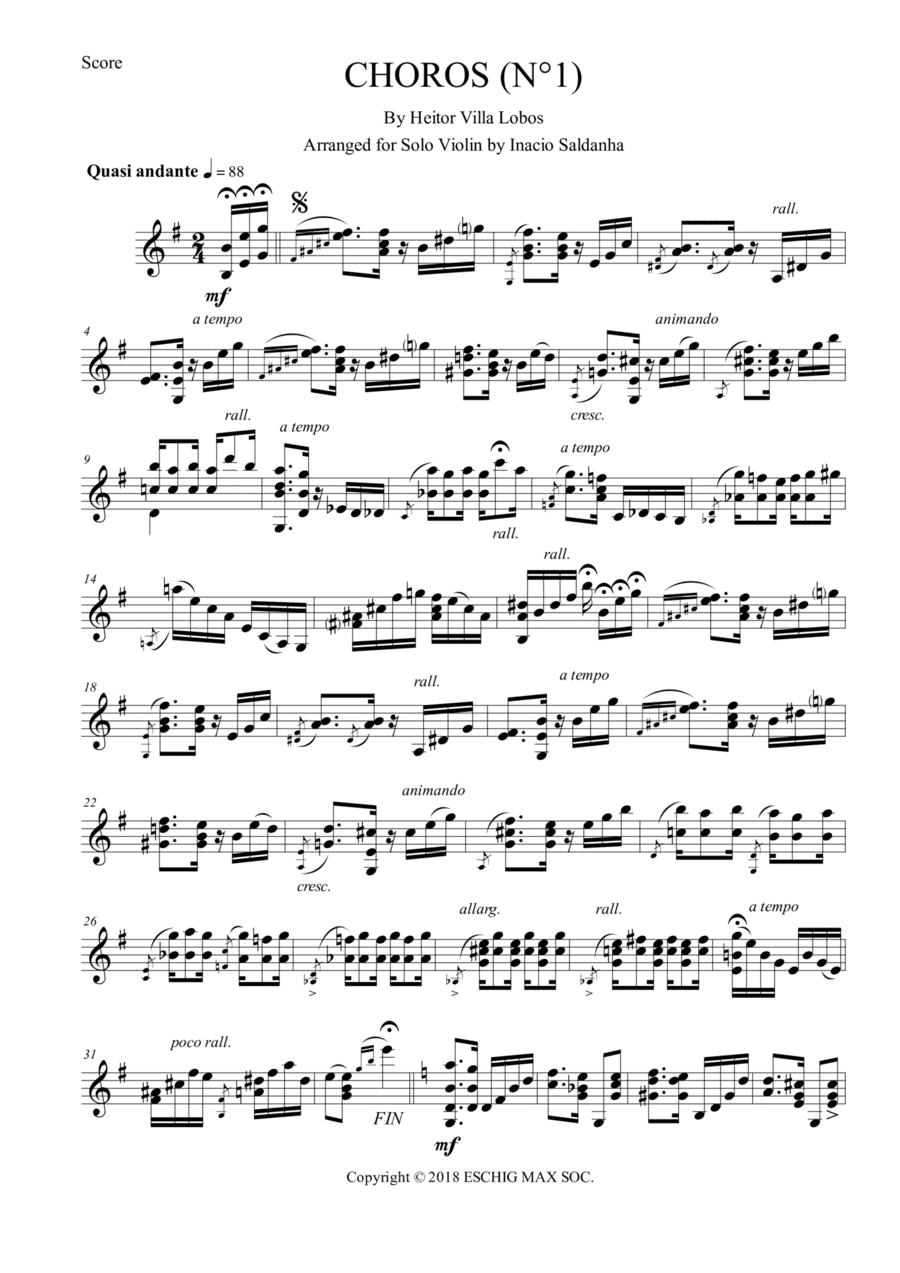 Choros No 1 (arr. Inacio Saldanha)
