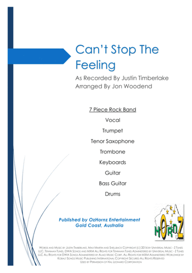 Can't Stop The Feeling  from TROLLS (arr. Jon Woodend)