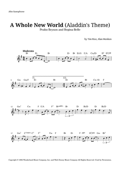 A Whole New World (aladdin's Theme) (arr. Langanho)