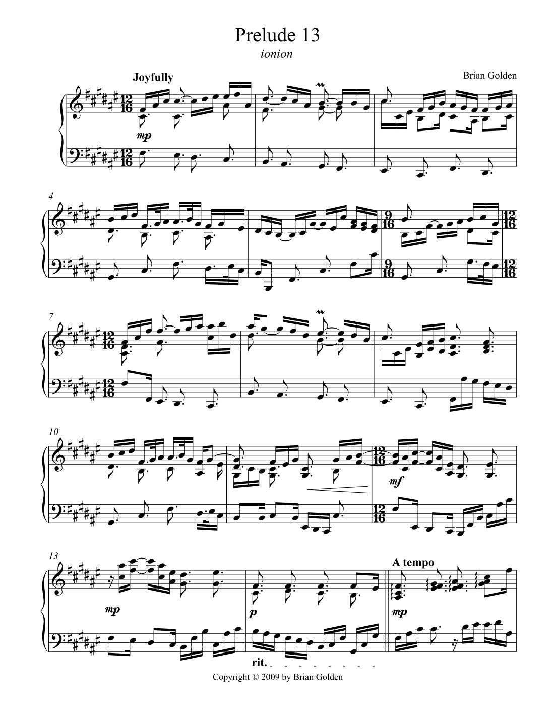 Prelude 13 in F# Major Ionian