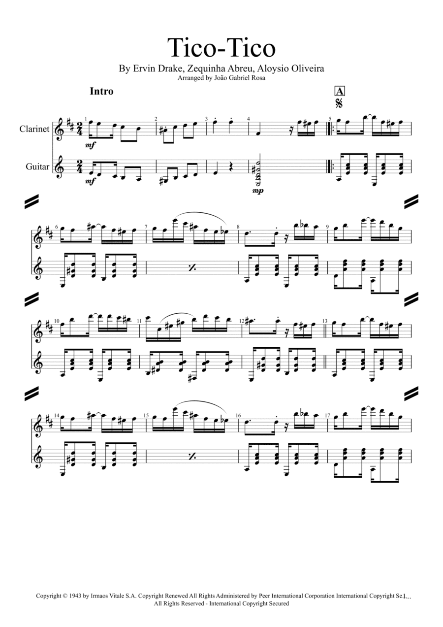 Tico Tico (tico Tico No Fuba) (arr. João Gabriel Rosa)