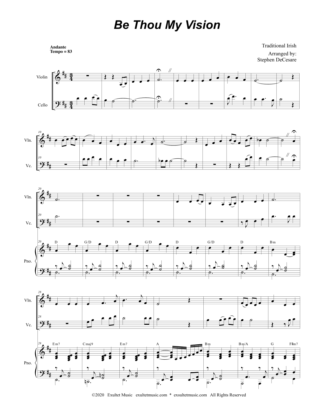 Be Thou My Vision (Duet for Violin and Cello) (arr. Stephen DeCesare)