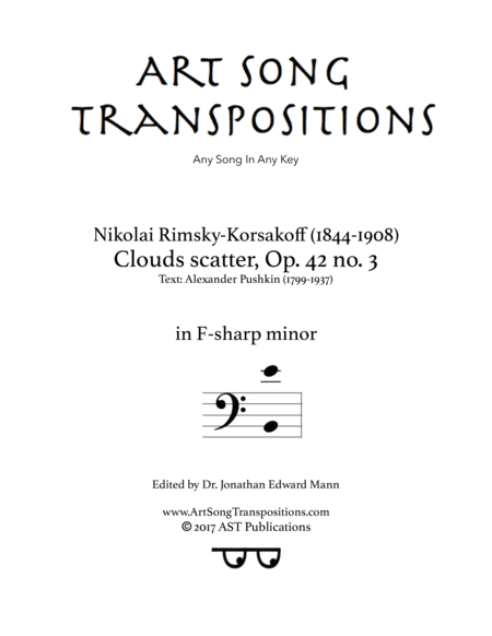 Clouds scatter, Op. 42 no. 3 (F-sharp minor, bass clef) (arr. ArtSongTranspositions.com)
