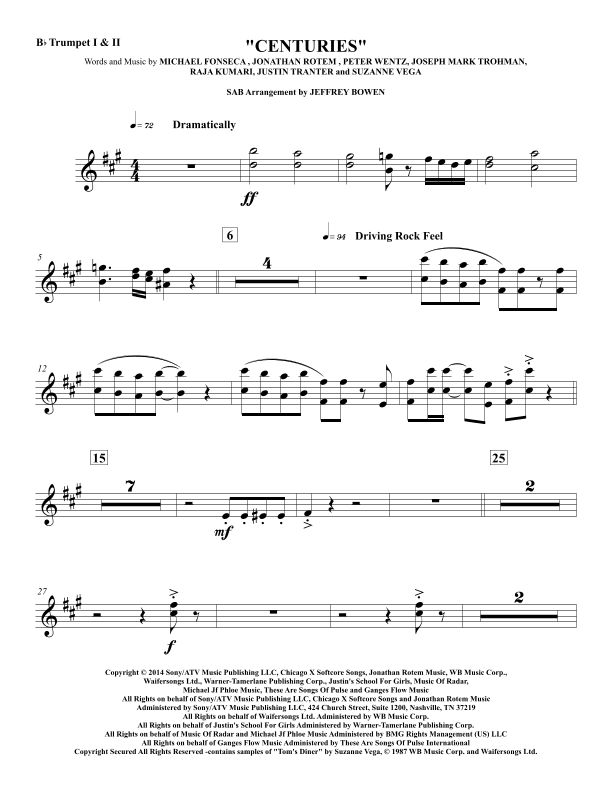 Centuries (arr. Jeffrey Bowen)