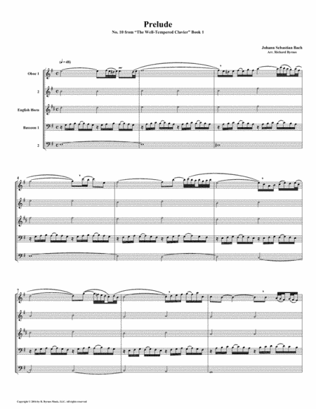 Prelude 10 from  Well-Tempered Clavier, Book 1 (Double Reed Quintet) (arr. Richard Byrnes)
