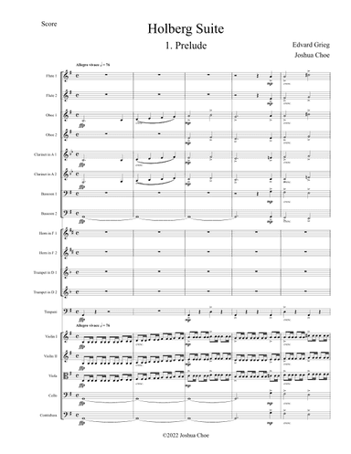 Holberg Suite: Prelude (arr. Joshua Choe)