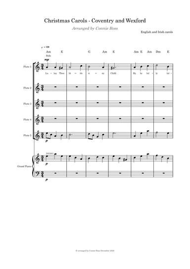 Christmas Carols (Coventry and Wexford) Flute quintet and piano (arr. Connie Boss)