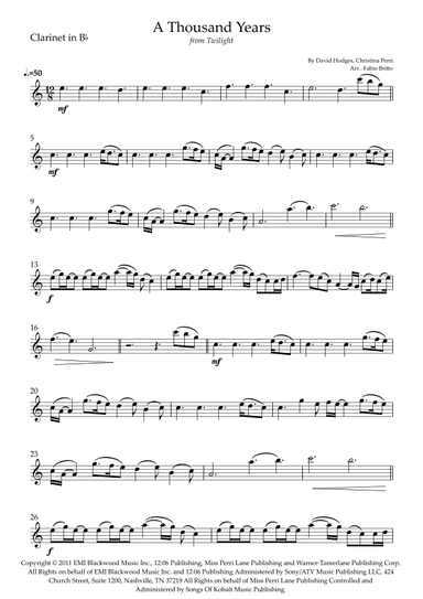 A Thousand Years (arr. Fabio Britto)