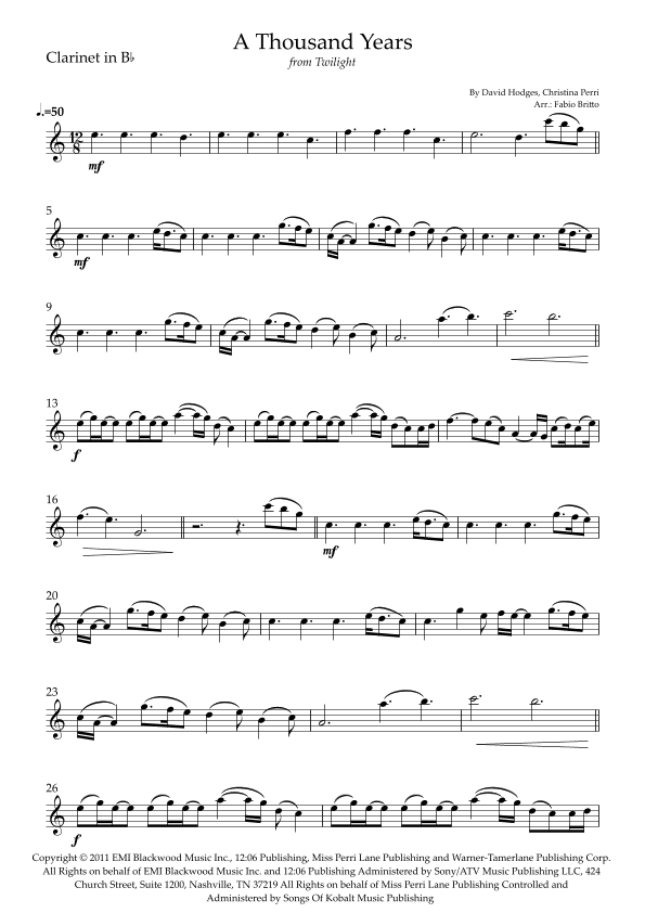 A Thousand Years (arr. Fabio Britto)