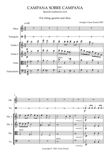 Campana sobre campana (String quartet and oboe) (arr. César Zumel)