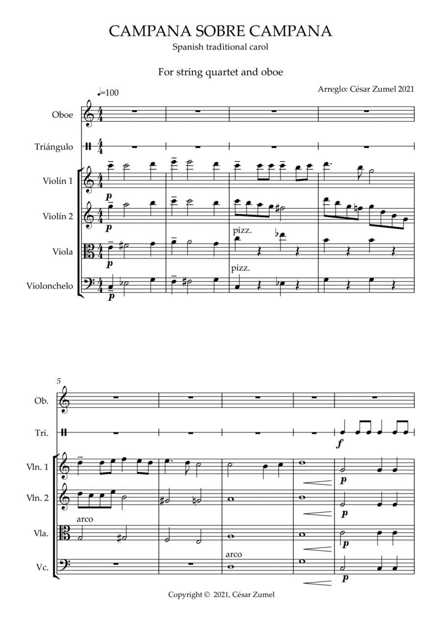 Campana sobre campana (String quartet and oboe) (arr. César Zumel)