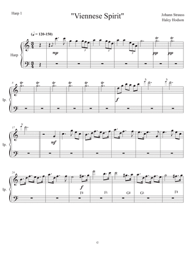 Viennese Spirit, Johann Strauss, 4 Harps (arr. Haley Hodson)