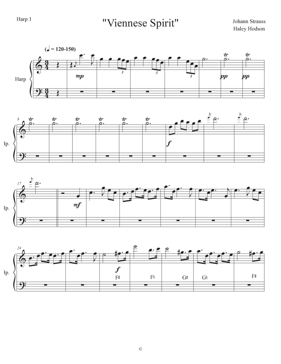 Viennese Spirit, Johann Strauss, 4 Harps (arr. Haley Hodson)