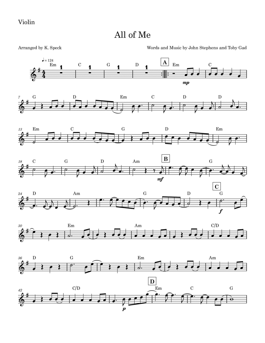 All Of Me (arr. K. Speck)