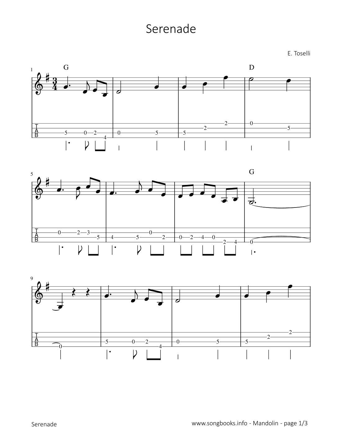 Serenade - E. Toselli (arr. songbooks.info)