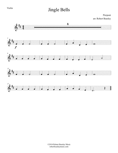 Jingle Bells (easy violin w/ piano accomp) (arr. Robert Beasley)
