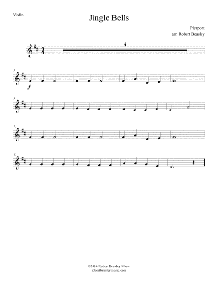 Jingle Bells (easy violin w/ piano accomp) (arr. Robert Beasley)