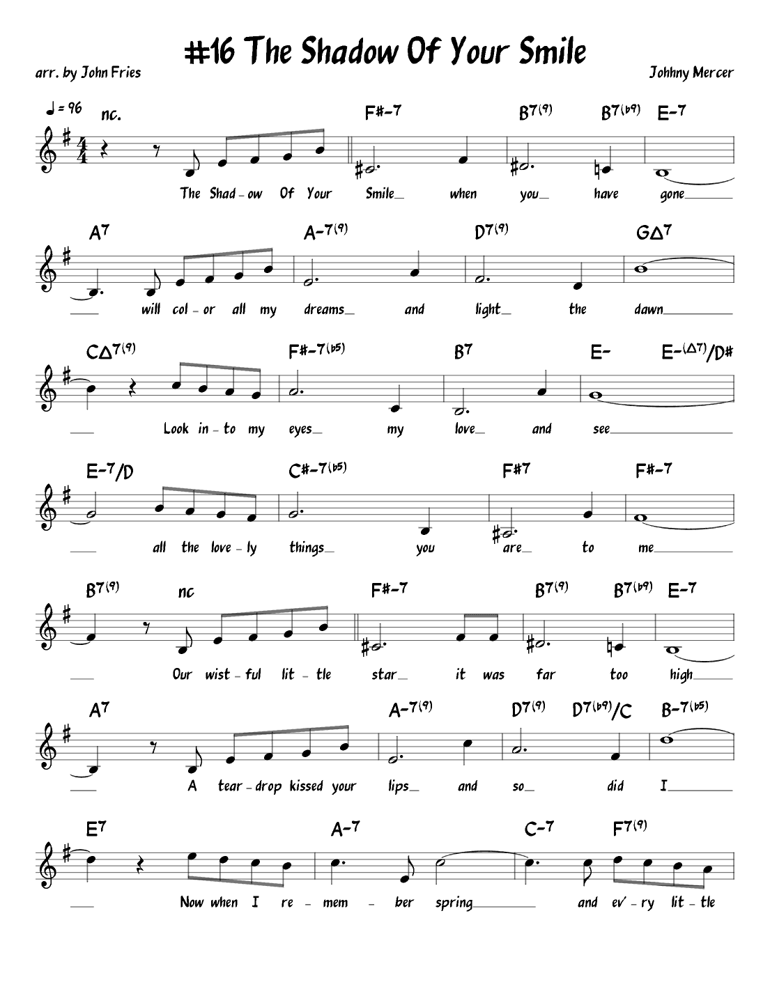 The Shadow Of Your Smile (arr. John Fries)