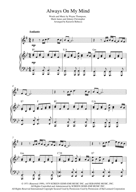 Always On My Mind (arr. Kaiserin Rebecca)