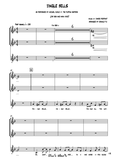 Jingle bells - Arranged for SSA and Main voice (ver. Michael Buble) (arr. Donald Tu)