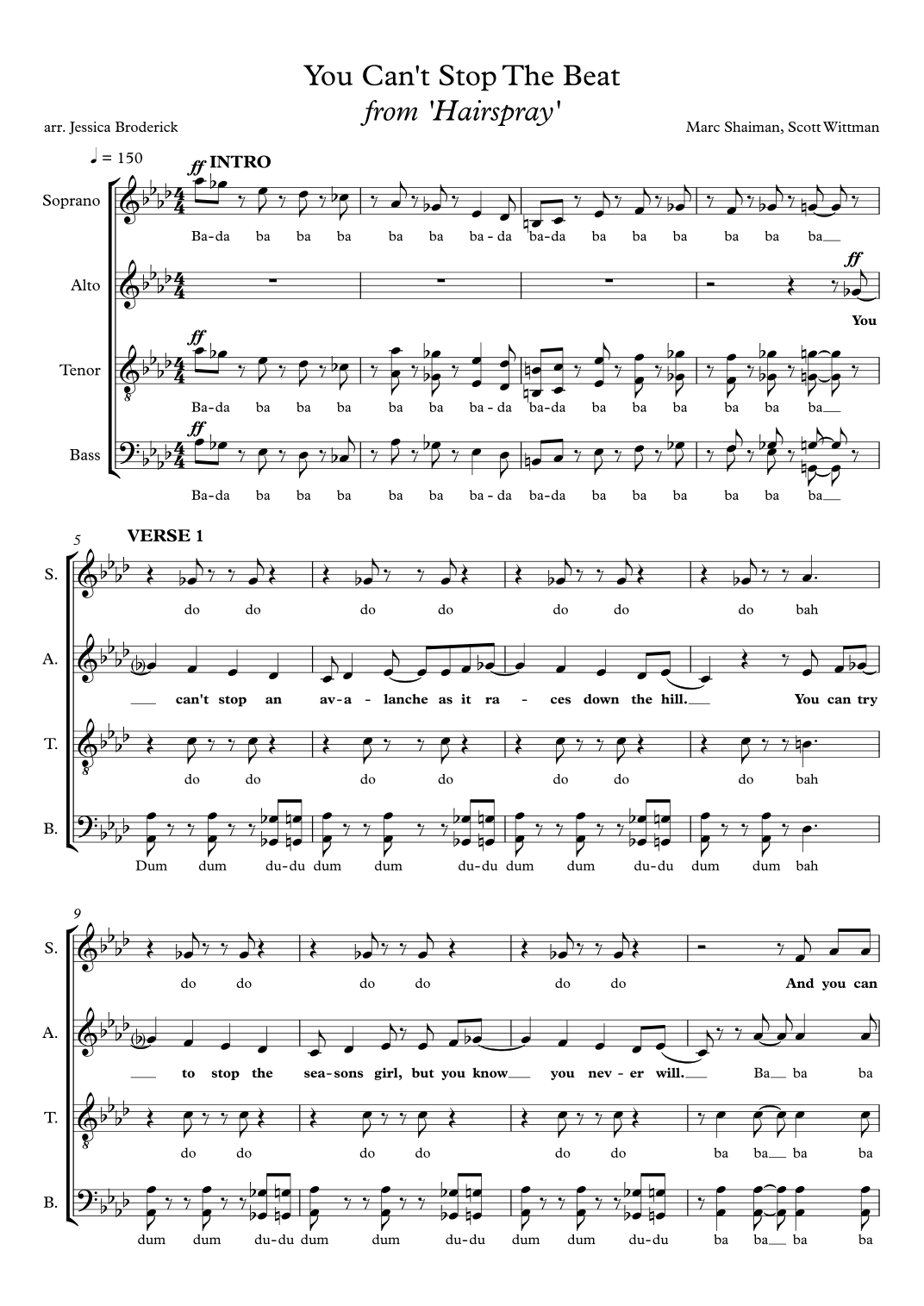 You Can't Stop The Beat (arr. Jessica Broderick)