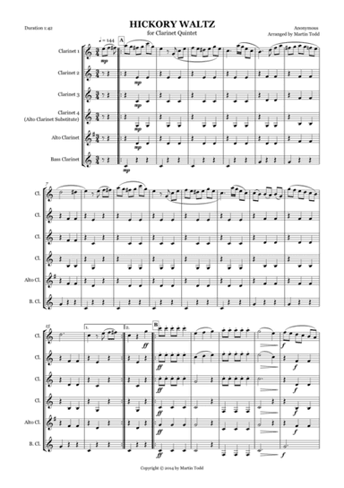 Hickory Waltz for Clarinet Quintet (arr. Martin Todd)