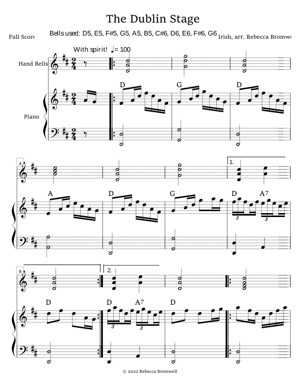 "The Dublin Stage" - Score Only (arr. Rebecca Bromwell)