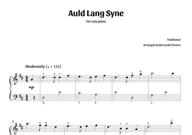 Auld Lang Syne (easy piano – D major) (arr. Bernardo Pereira)