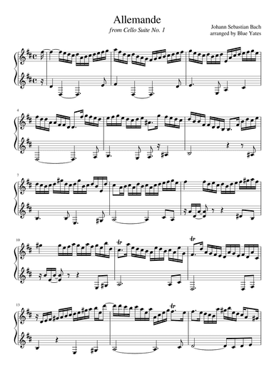Allemande from Cello Suite No. 1 (Johann Sebastian Bach) (arr. Blue Yates)