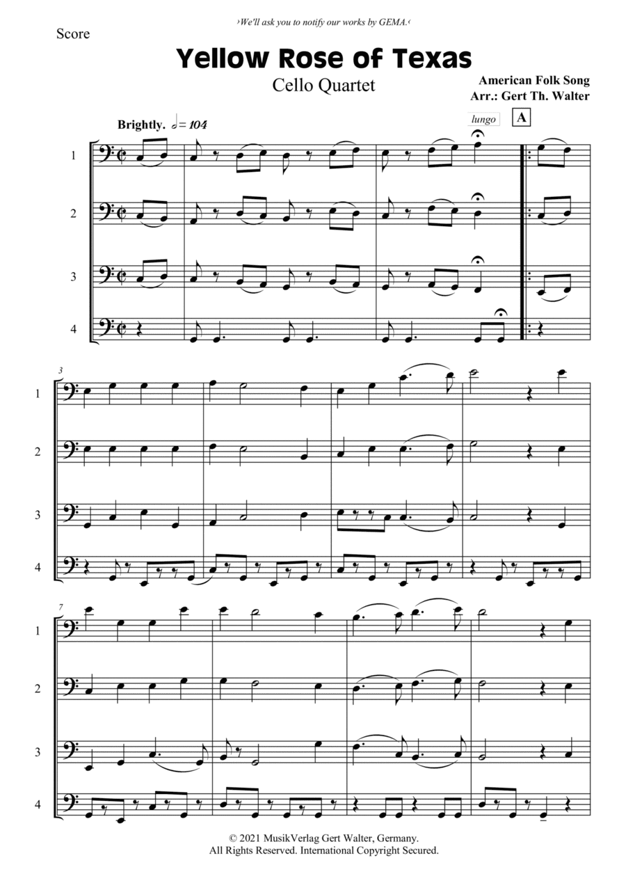 Yellow Rose of Texas (arr. Gert Th. Walter)