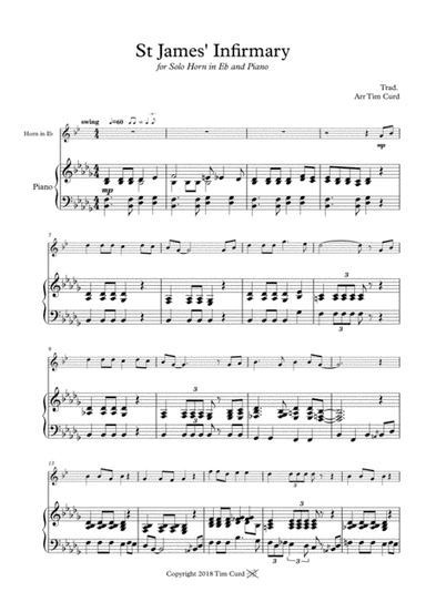St James' Infirmary. for Solo Horn in Eb and Piano (arr. Curd.)