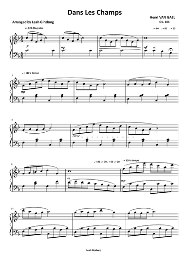 Dans Les Champs (arr. Leah Ginzburg)