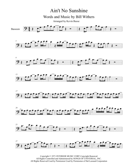 Ain't No Sunshine (arr. Kevin Busse)