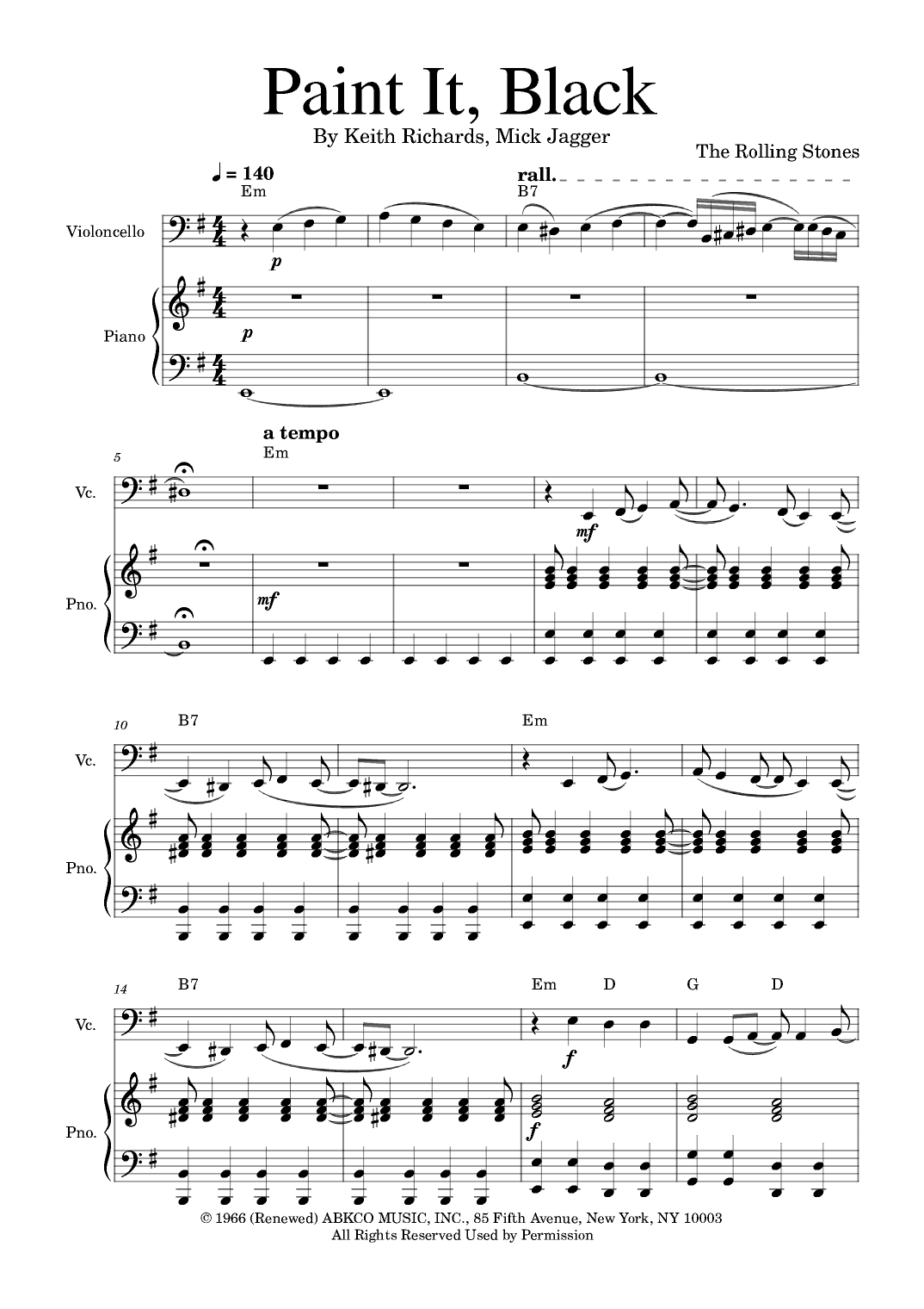 Paint It, Black (arr. Golden Skull Editions)