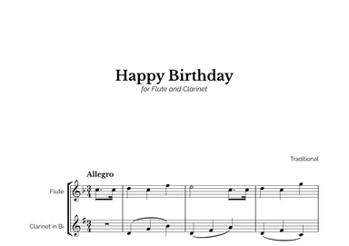 Happy Birthday for Flute and Clarinet (arr. Marcos Soares)