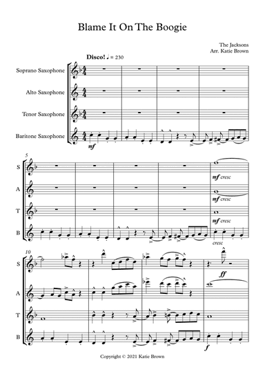 Blame It On The Boogie (arr. Katie Brown)