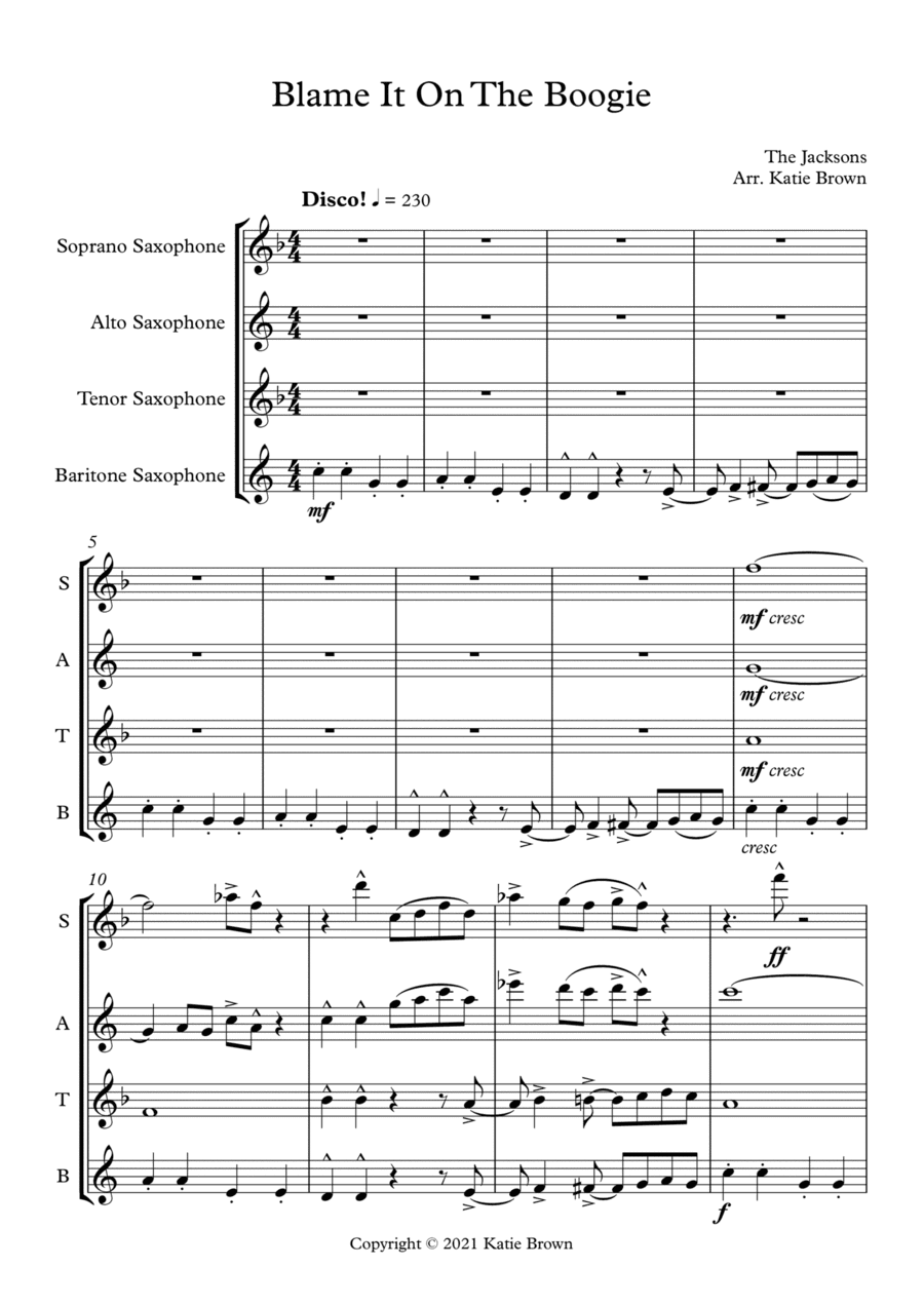 Blame It On The Boogie (arr. Katie Brown)