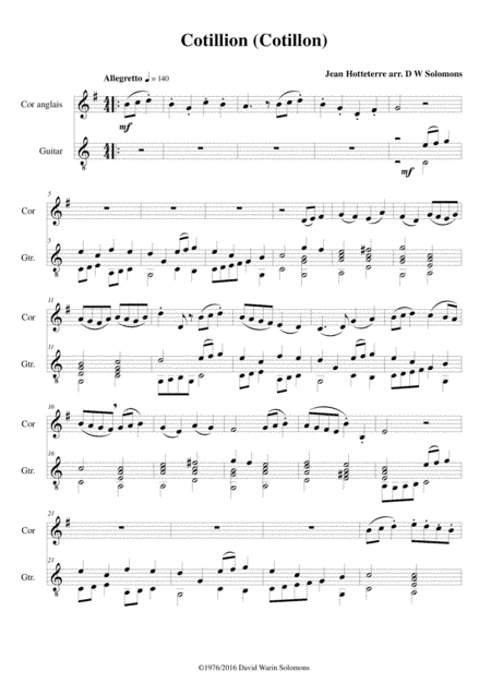 Cotillion (Cotillon) for cor anglais and guitar (arr. David Warin Solomons)