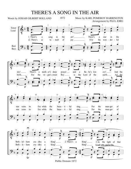 THERE'S A SONG IN THE AIR (There's a Star in the Sky)  - a Christmas song (arr. Paul A. Jorg)