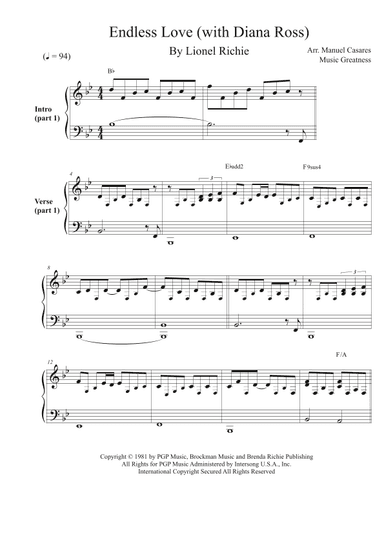 Endless Love (arr. Manuel Casares)