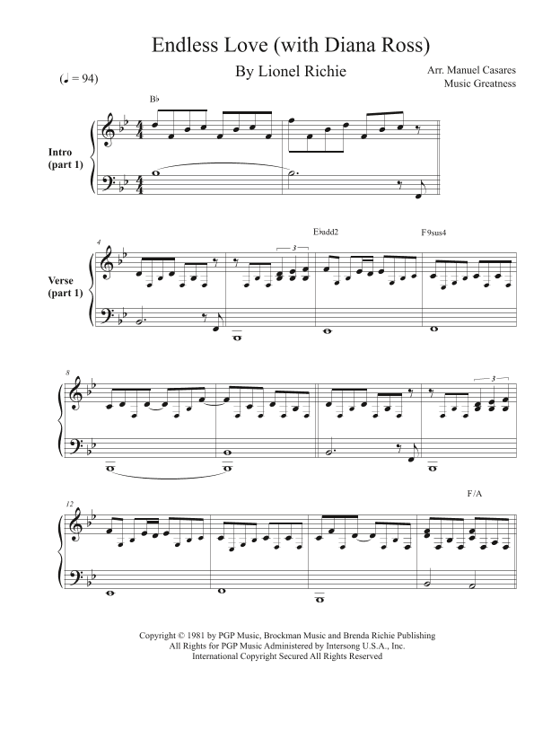 Endless Love (arr. Manuel Casares)