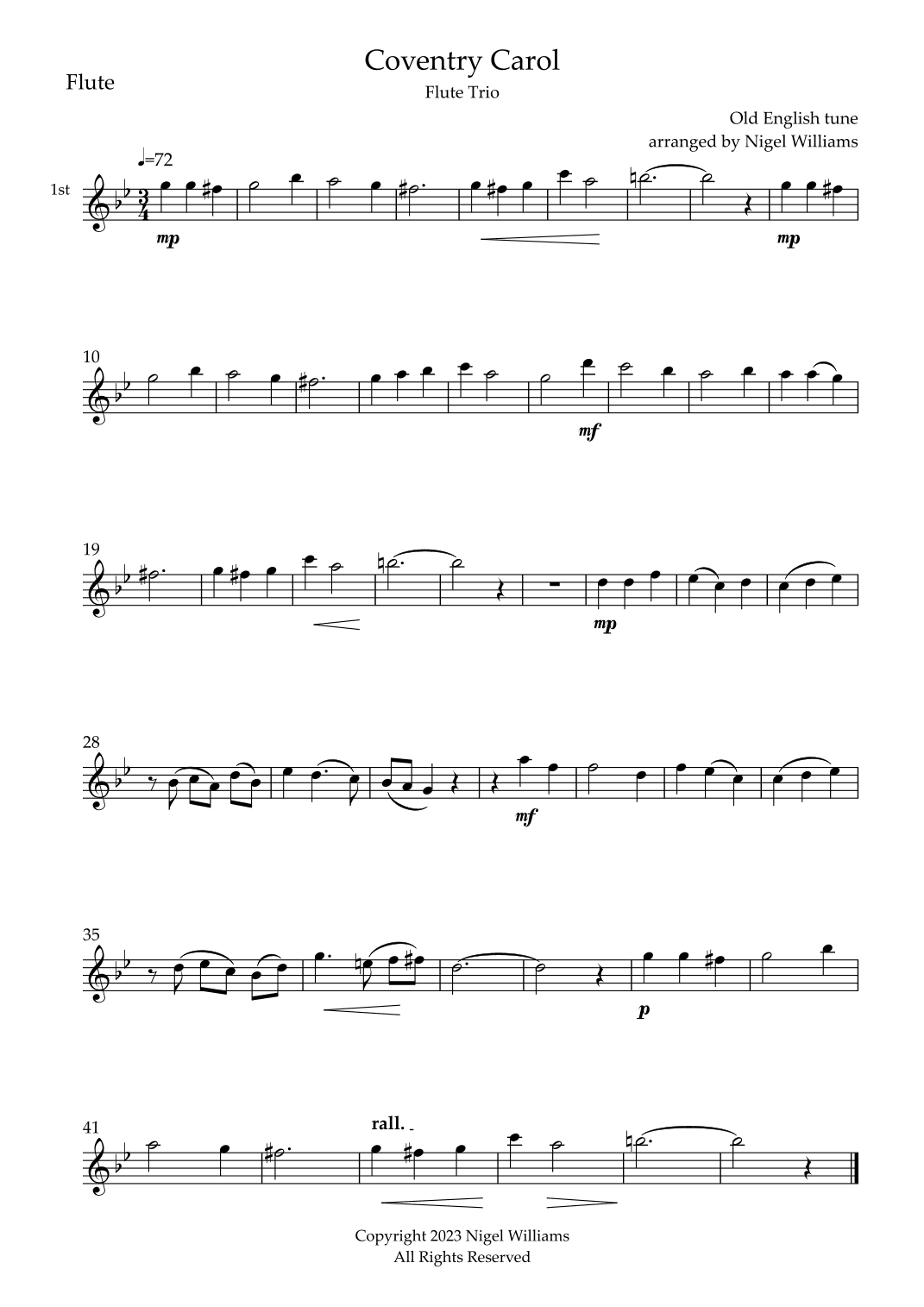 Coventry Carol (arr. Nigel Williams)
