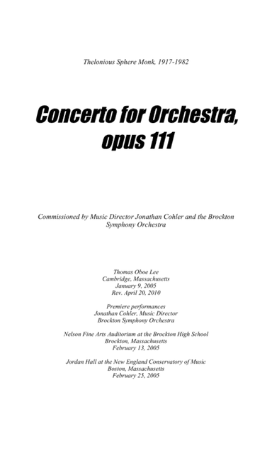 Concerto for Orchestra, opus 111 (2005, rev. 2010)